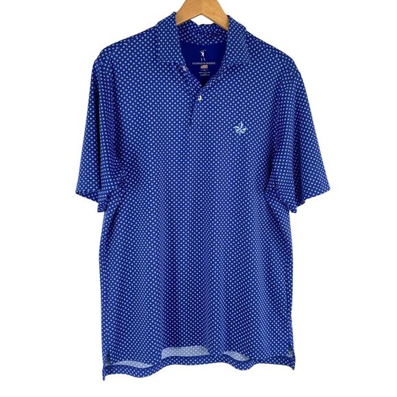 Fairway & Greene Golf Polo Shirt Men Size M Blue Floral Square Embroidered USA - Picture 2 of 7
